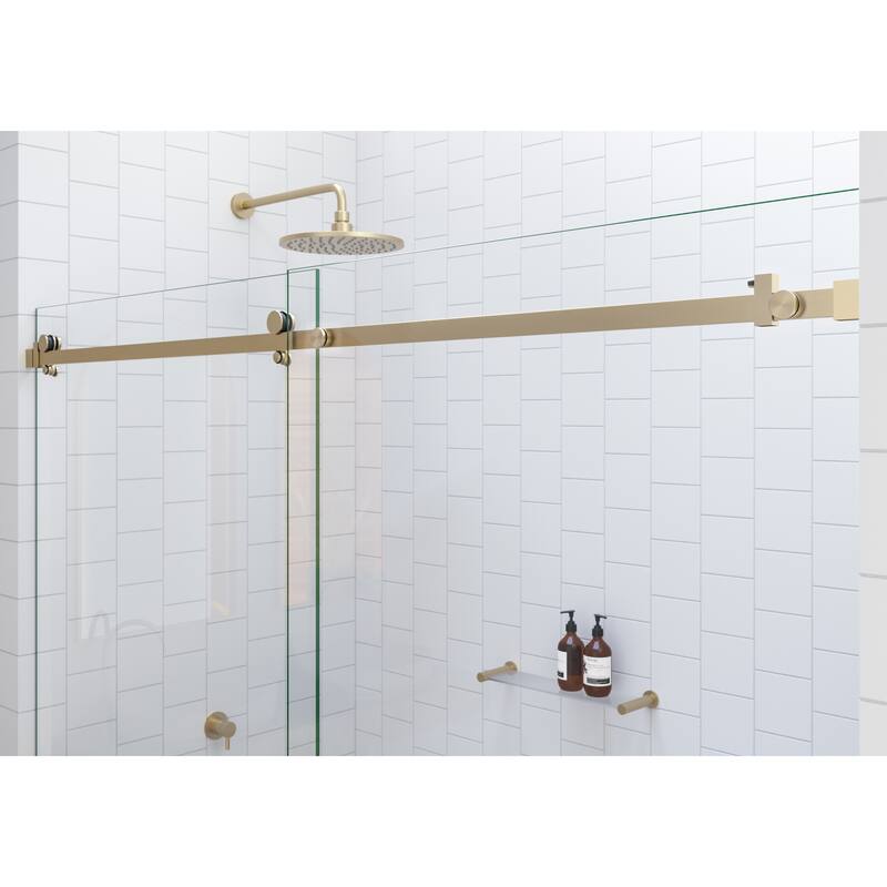 Glass Warehouse 68 in. x 78 in. Sliding Frameless Shower Door with Square Hardware