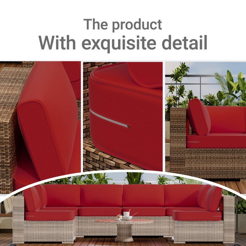 14-Piece Patio Furniture Sofa Cushions, 6-Seater Outdoor Cushion Set (Only Include Cusions，Not Sofa） - 25.6*25.6*4in