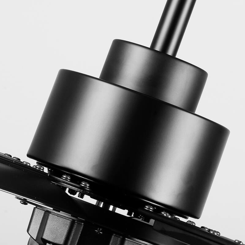 84" Industrial Matte Black Garage Large Ceiling Fan with Foldable LED Light and Remote