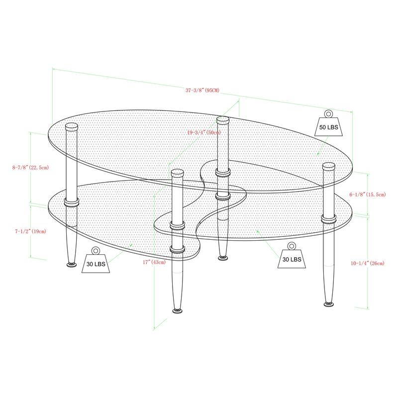 Middlebrook Toston Modern Frosted Glass 38" Coffee Table