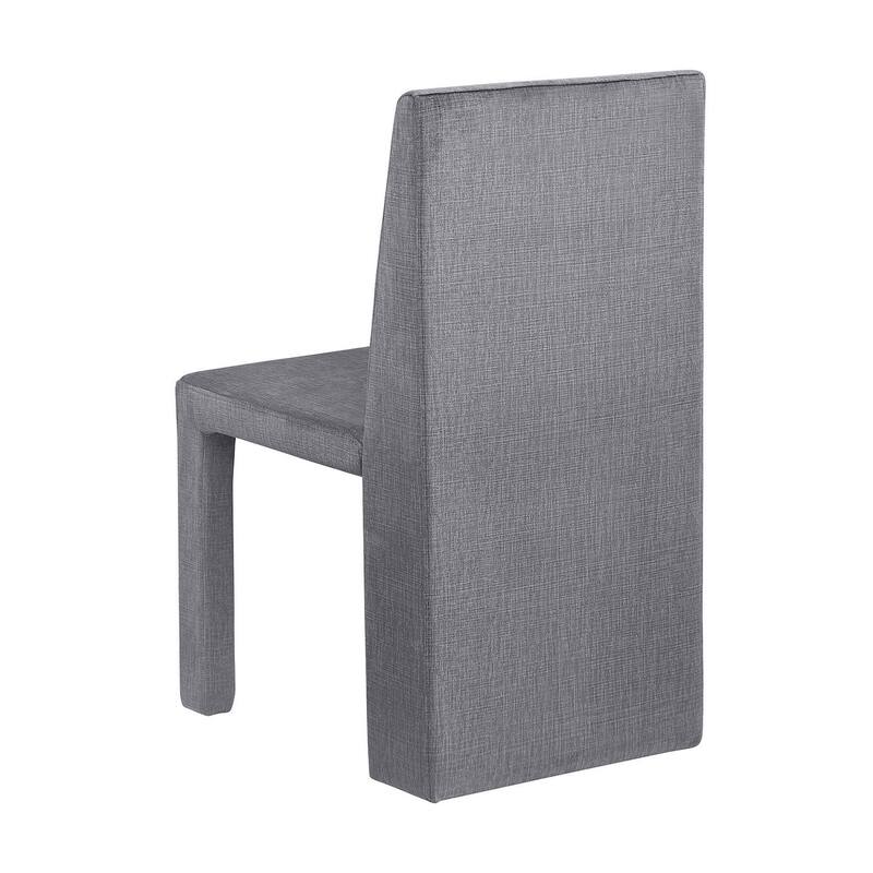 Orde Dining Side Chair Set of 2, Square Legs Panel Back, Gray Velvet