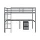 preview thumbnail 9 of 11, Wood Twin Loft Bed with Built-In Desk and Guardrails