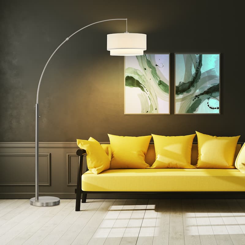 Artiva Elena II 81" Double Shade LED Arched Floor Lamp with Dimmer