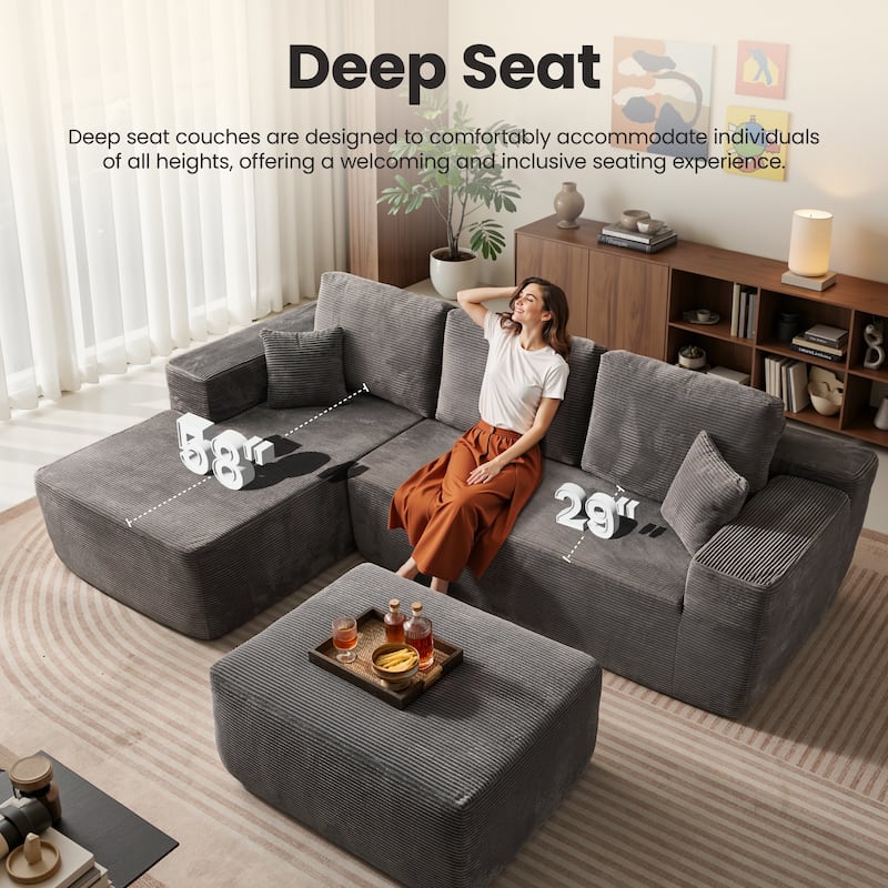 ​​OVIOS Lazy Chaise Lounge Sofa with Ottoman​