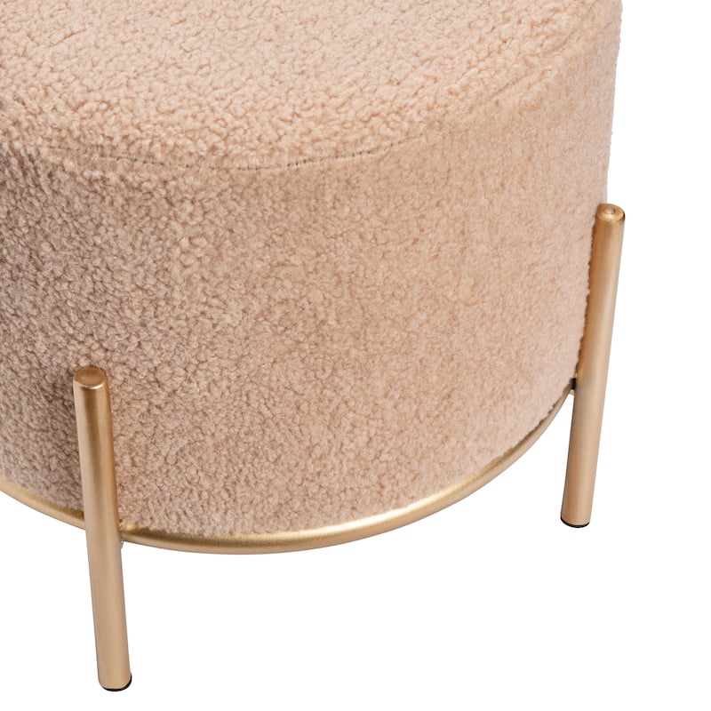 Kari Sherpa & Goldfinished Metal Stool