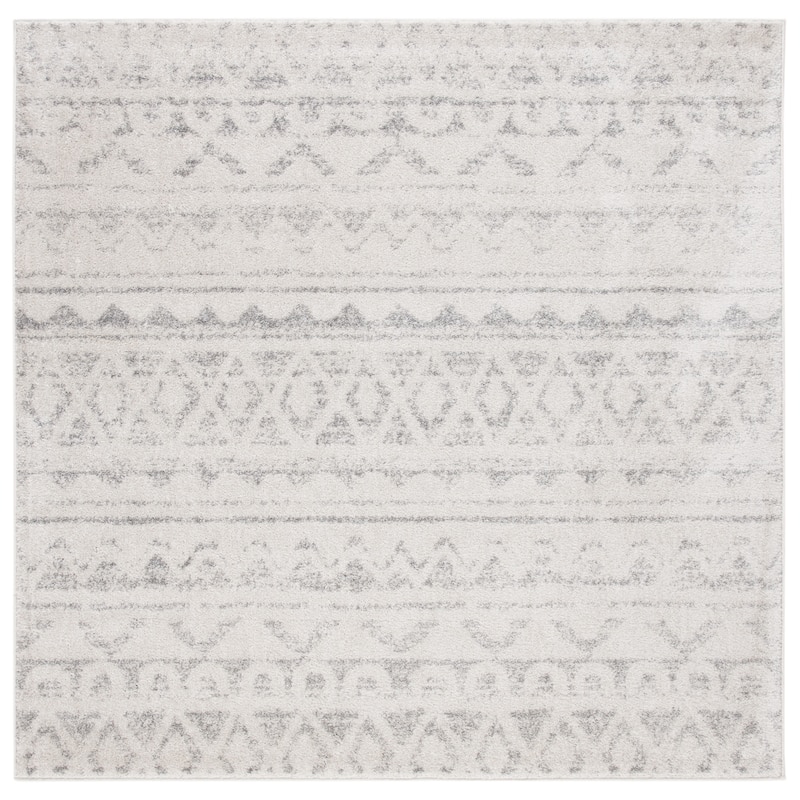 SAFAVIEH Adirondack Hiyam Moroccan Boho Rug - 6' Square - Ivory/Silver