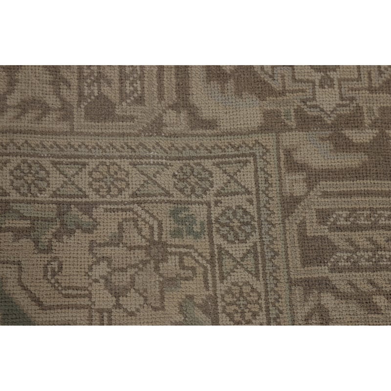 Distressed Muted Tabriz Persian Vintage Rug Handmade Wool Carpet - 9'10" x 12'8"