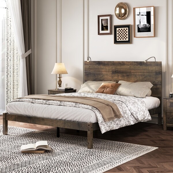 Rustic queen platform bed discount