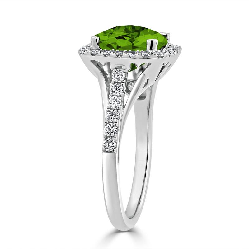 Auriya 2 3/4ct Cushion-cut Peridot and Halo Diamond Engagement Ring 1/2cttw 14k Gold