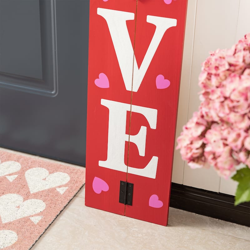 Glitzhome 42"H Valentines Wooden Large WELCOME LOVE Porch Sign
