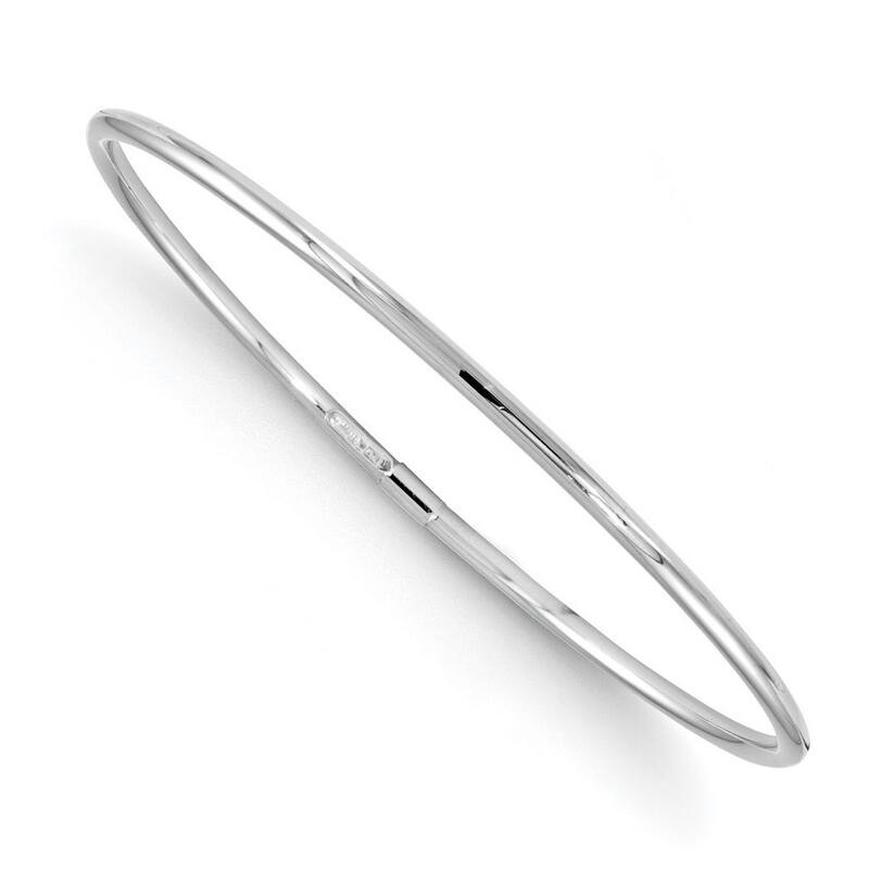 Curata 10k White Gold 7" Slip on Polished Stackable Bangle Bracelet