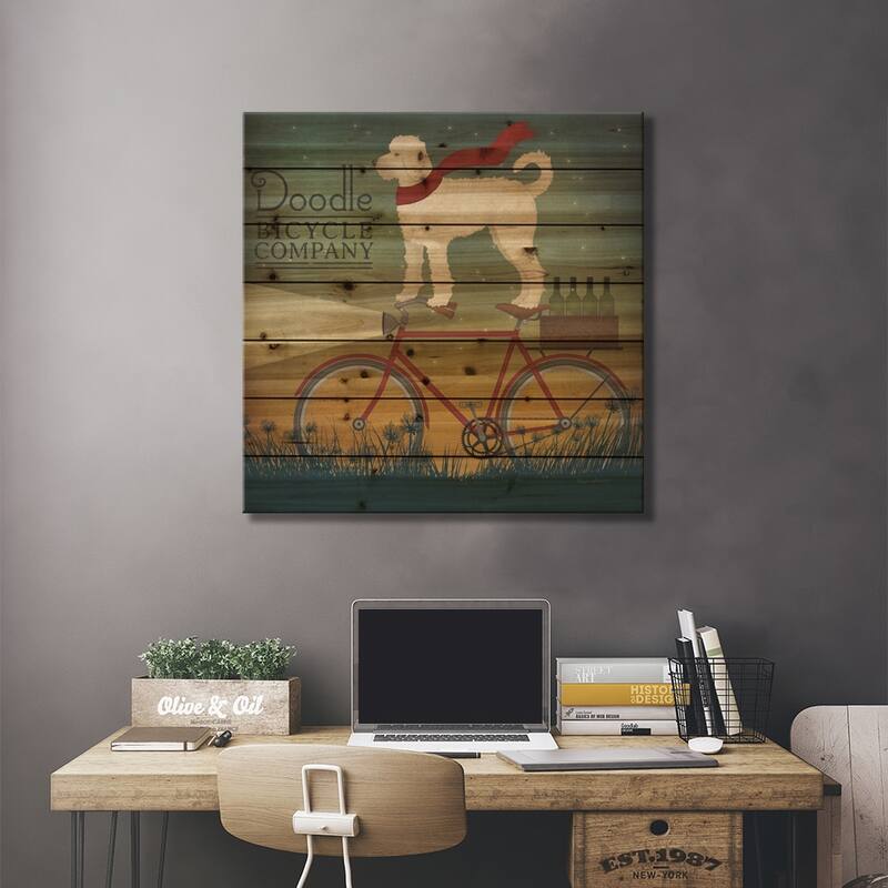 Doodle Bicycle Company Print On Wood by Ryan Fowler - Multi-Color