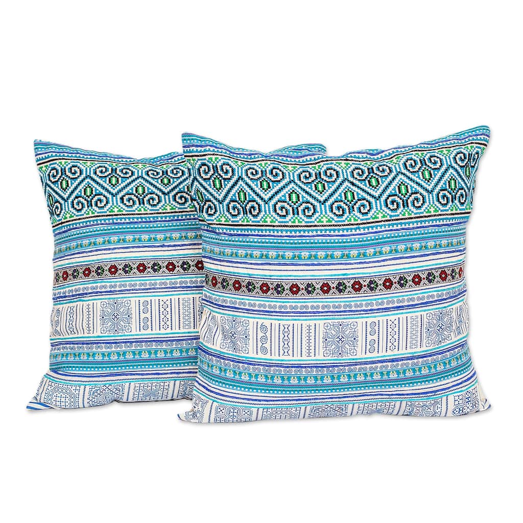 Novica Handmade Hmong Nature Embroidered Cushion Covers (Pair)