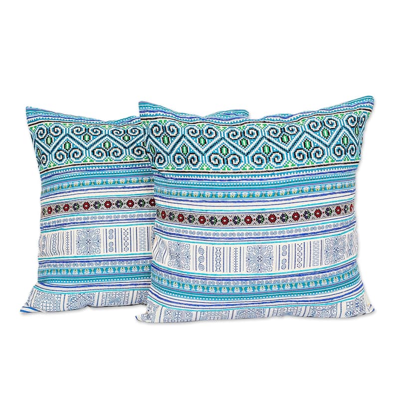 Novica Handmade Hmong Nature Embroidered Cushion Covers (Pair)