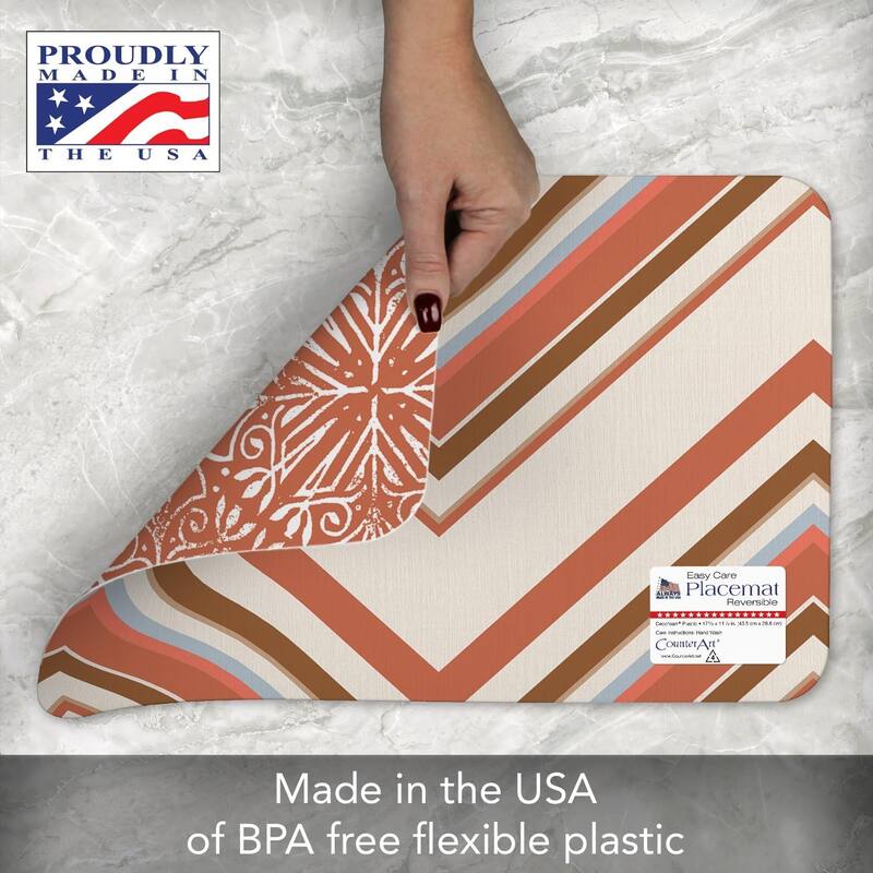 Mohave 4 Pack Reversible Easy Care Flexible Plastic Placemats Made in The USA BPA Free Easily Wipes Clean