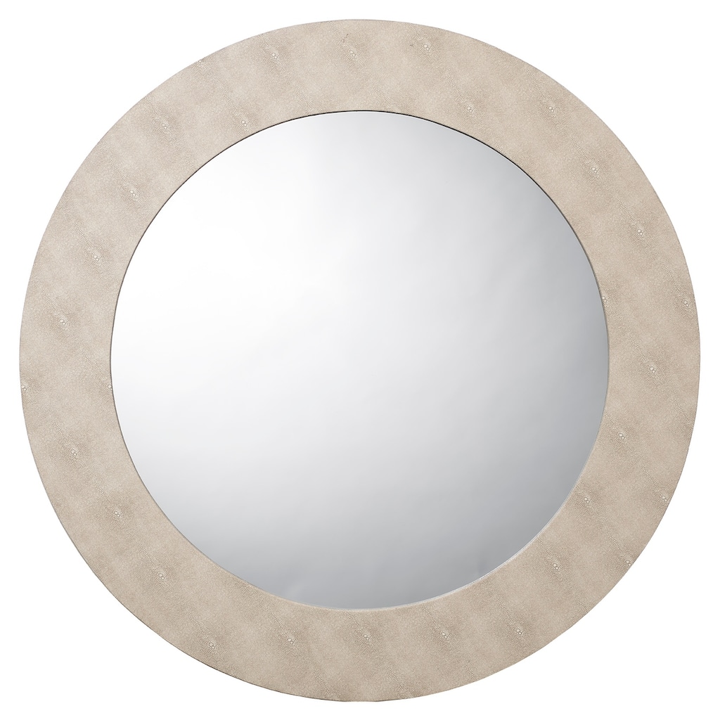 Alden Décor Cleo Shagreen Round Mirror, Ivory