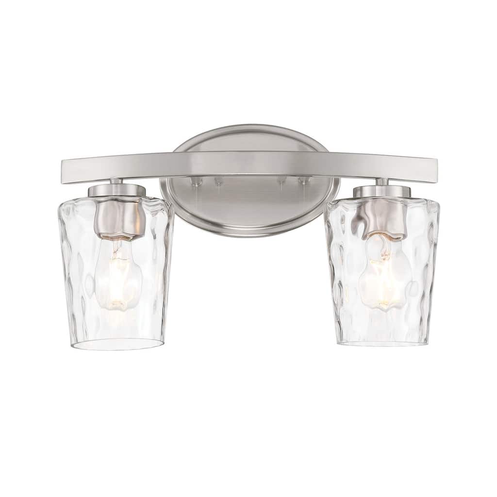Modern Brushed Nickel Bathroom Vanity Light Rippled Glass Lamps with 2/4 Lights