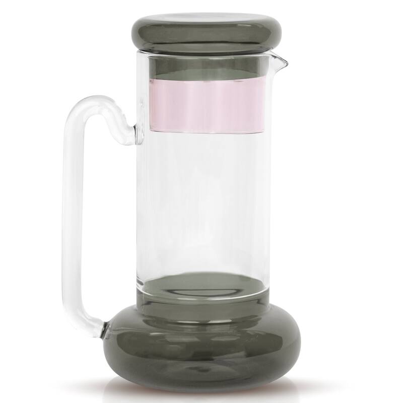 Elle Decor Bedside Pitcher Set Carafe with Cup - 32-Ounce Carafe - Grey