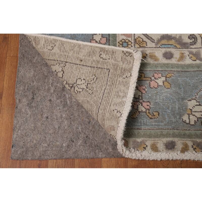 Geometric Tabriz Persian Area Rug Hand-Knotted Beige Wool Carpet - 9'10"x 12'6"