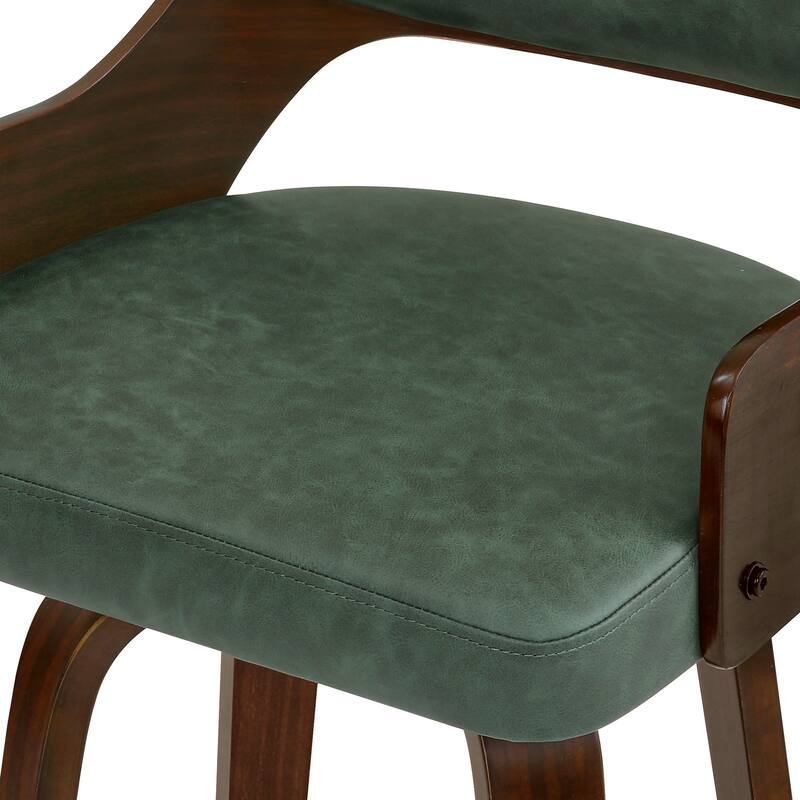 Modern Swivel Bar Stools with Curved Wood Back Upholstered Armrest Counter Stool