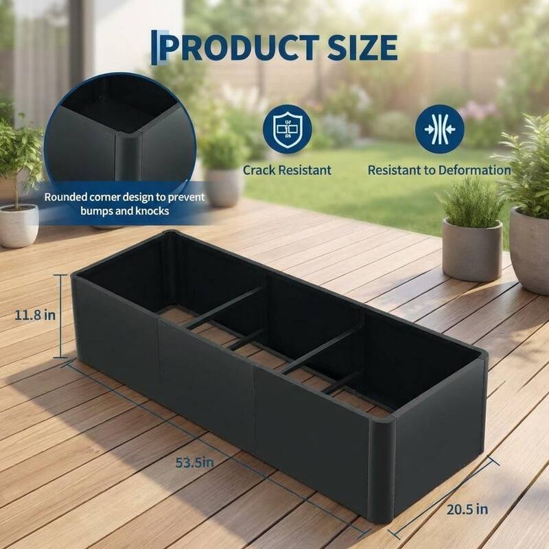 Square Metal Planter Box, Open Base Design