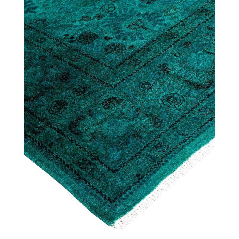 Fine Vibrance One-of-a-Kind Hand-Knotted Area Rug - Green, 6' 1" x 8' 7" - 6' 1" x 8' 7"