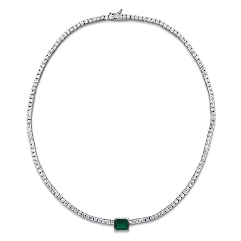Miadora Sterling Silver Created Gemstone Necklace and Bracelet Set