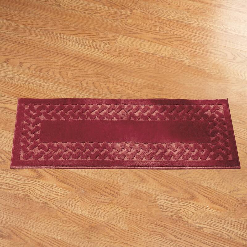 Herringbone Trim Skid-Resistant Backing Accent Rugs - Burgundy - 27" x 45" - Rectangle