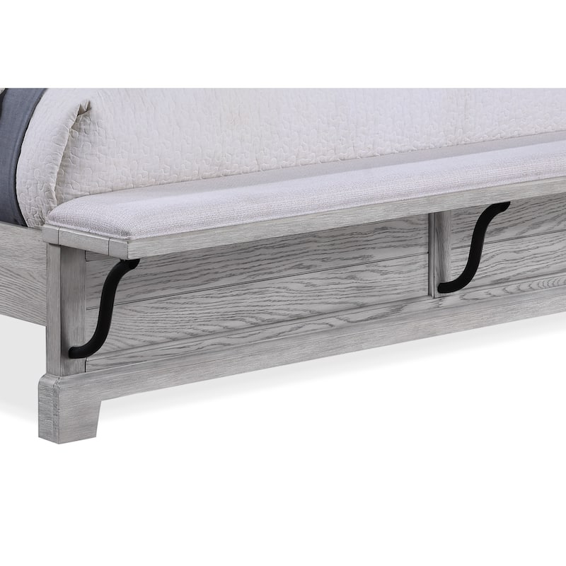 Debra 4 Piece Gray Panel Bench Footboard Bedroom Set