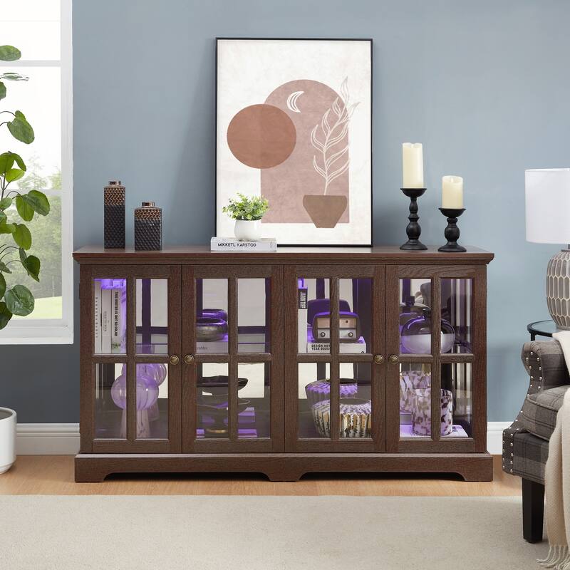 LED Curio Display Cabinet Antique Display Cabinet with Glass Doors