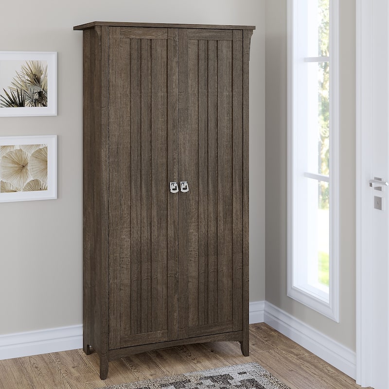 Salinas Tall Storage Cabinet with Doors by Bush Furniture - Brown