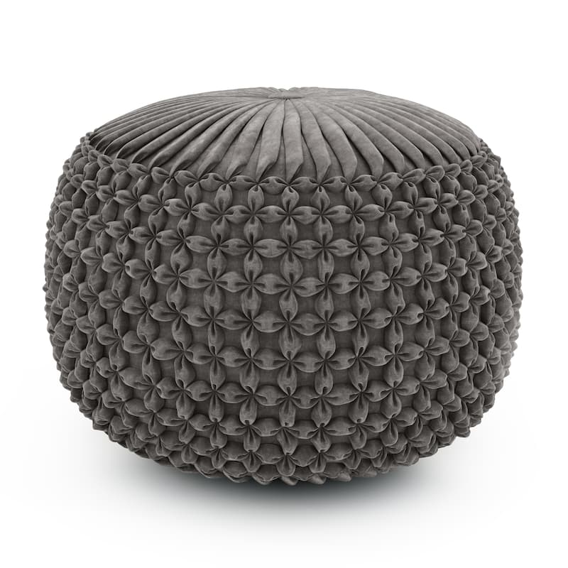 WYNDENHALL Vanessa Round Pouf in Velvet Fabric