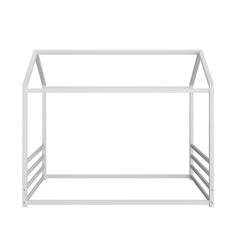 Montessori House Metal Floor Bed with End Guardrails by Harper&Bright Designs