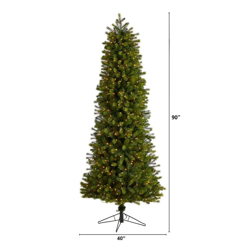 7.5ft. Slim Mountain Spruce Artificial Christmas Tree with 600 Warm White Micro LED Lights & Remote - Stunning Tall Display