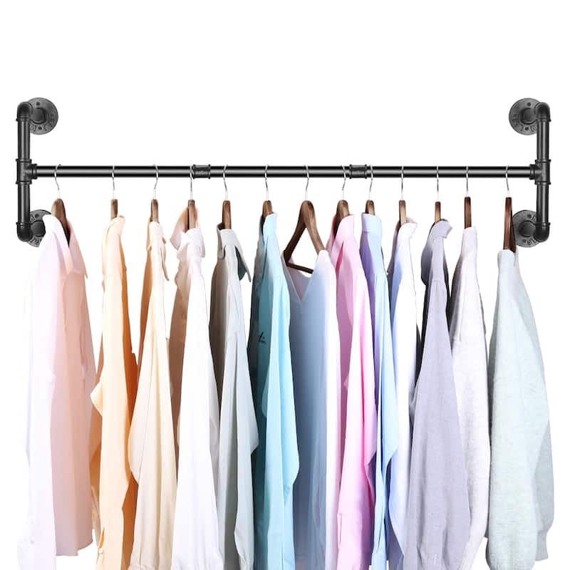 Industrial Pipe Clothes Rack Wall Mounted Hanging Rod Rail Garment