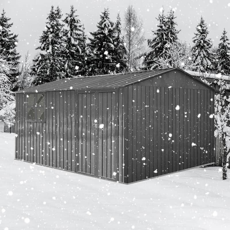 Outdoor 12 x 10 ft. Metal Storage Shed with Window and Vents and Hinged Door and Padlock
