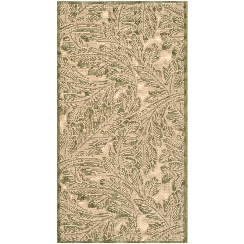 SAFAVIEH Courtyard Reineke Indoor/ Outdoor Waterproof Rug - 2'7" x 5' - Natural/Olive