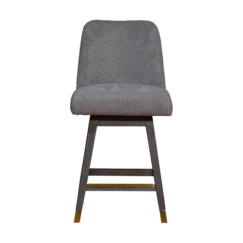 HomeRoots 26" Gray Solid Wood Swivel Bar Chair
