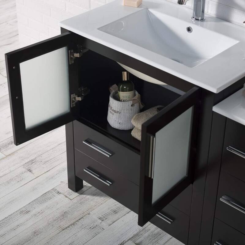 Blossom 42" Solid Wood Bathroom Vanity w/ Ceramic Sink & Side Cabinet
