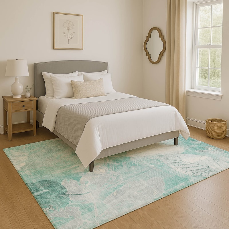 Premium Washable Super Soft Floral Imprints Mayfield Rug - Teal - 8' x 10'