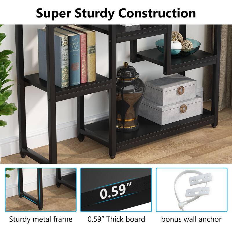 Tall Bookshelf 12 Open Shelves, 6-Tier Industrial Bookcase for Storage