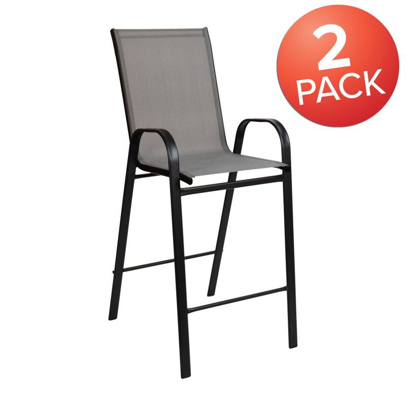 2 Pack Outdoor Barstools with Flex Comfort Material-Patio Stool