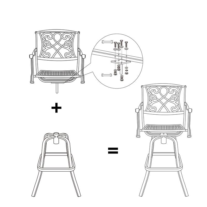 Pellebant Patio Aluminum Swivel Bar Stool with Sunbrella Cushion