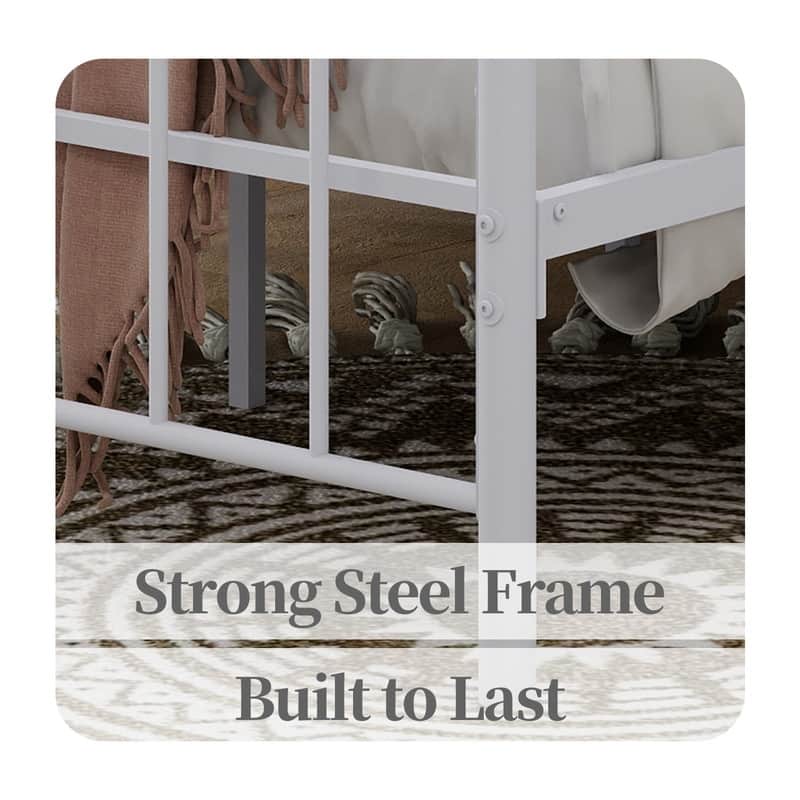 Caxkun Canopy Bed Frame Four-Poster Metal Platform Bed