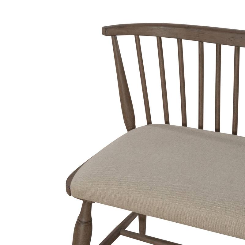 Americana Farmhouse Dusty Taupe Upholstered Windsor Bench