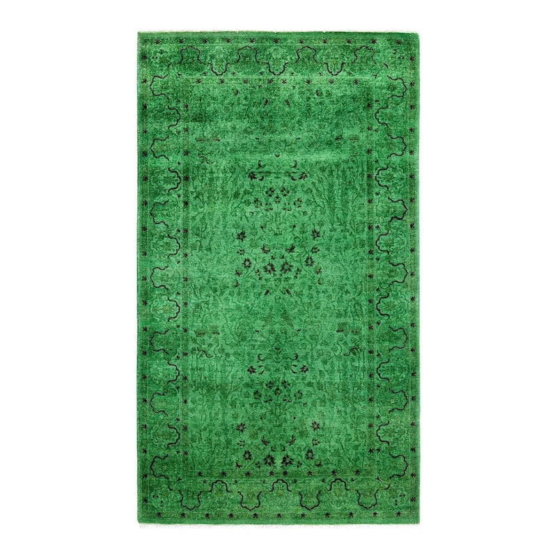 Contemporary Overdyed Wool Hand Knotted Area Rug - 3' 2" x 5' 7"