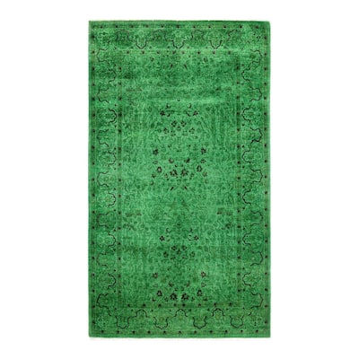 Contemporary Overdyed Wool Hand Knotted Area Rug - 3' 2" x 5' 7"