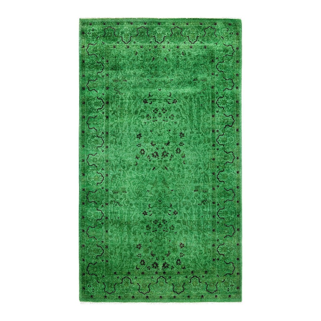 Contemporary Overdyed Wool Hand Knotted Area Rug - 3' 2" x 5' 7"