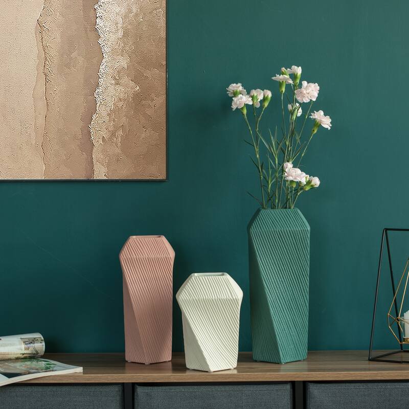Decorative Ceramic Square Twisted Centerpiece Table Vase
