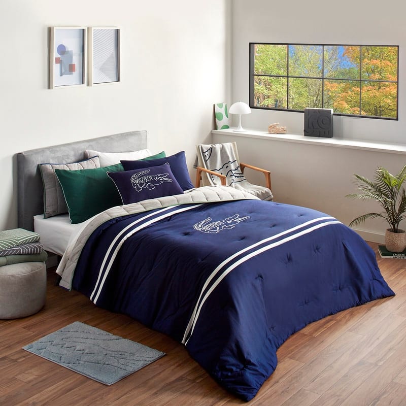 Lacoste Embroidered Big Croc 3-Piece Cotton Comforter Set
